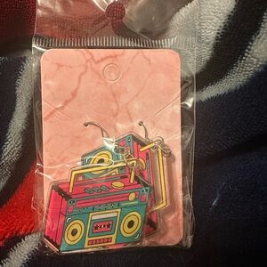 Retro Boombox Earrings - Pink and Blue